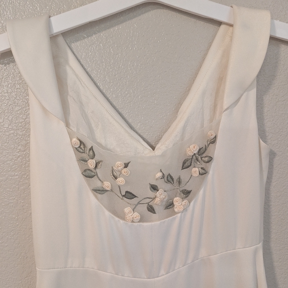 Vintage Liz Claiborne 90's,Elegant Cream Sleeveless Dress, For Wedding Or Formal - Picture 3 of 4